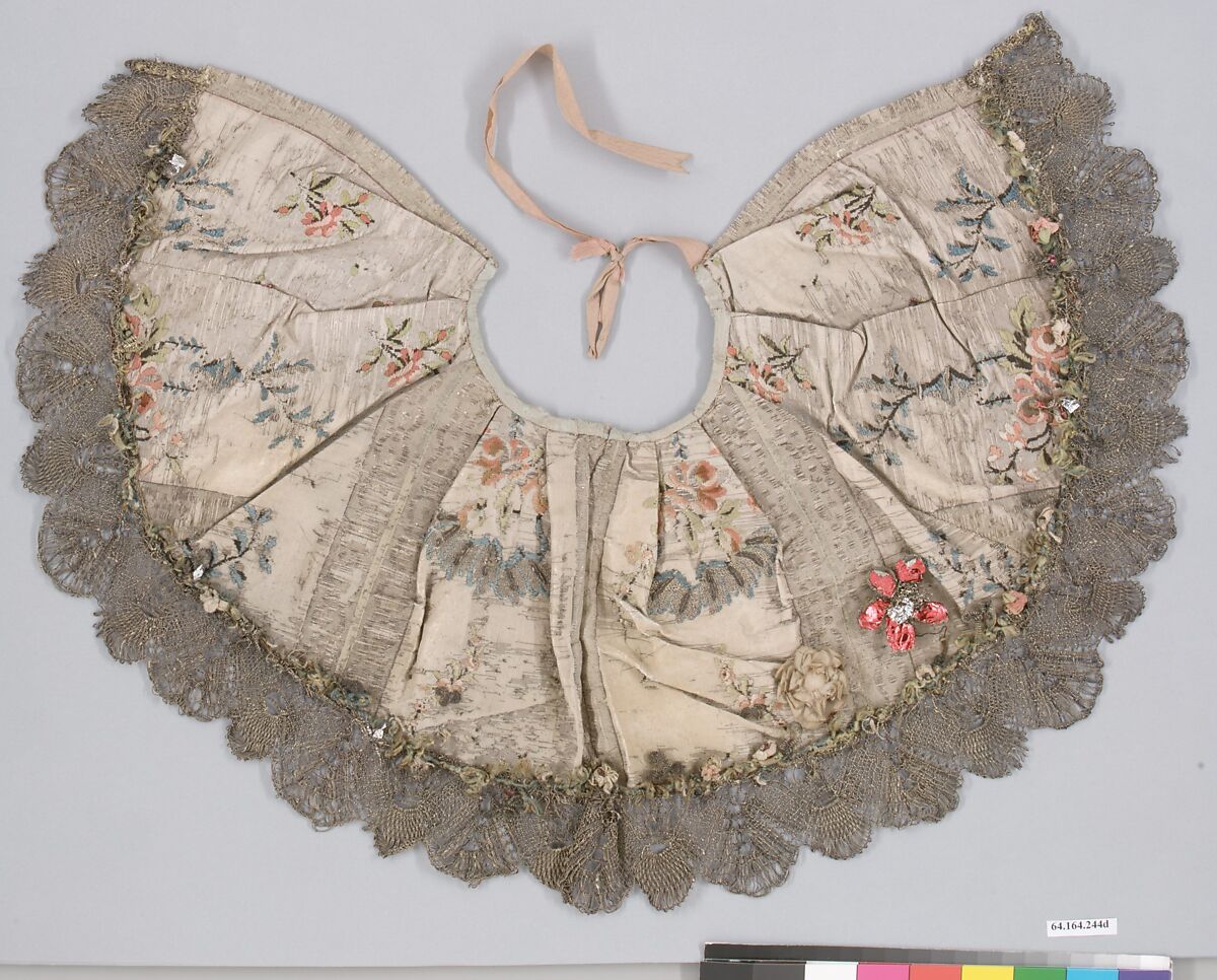 Capelet for a statuette, Polychromed lead, glass; silver; silk and silver-gilt lace, Spanish