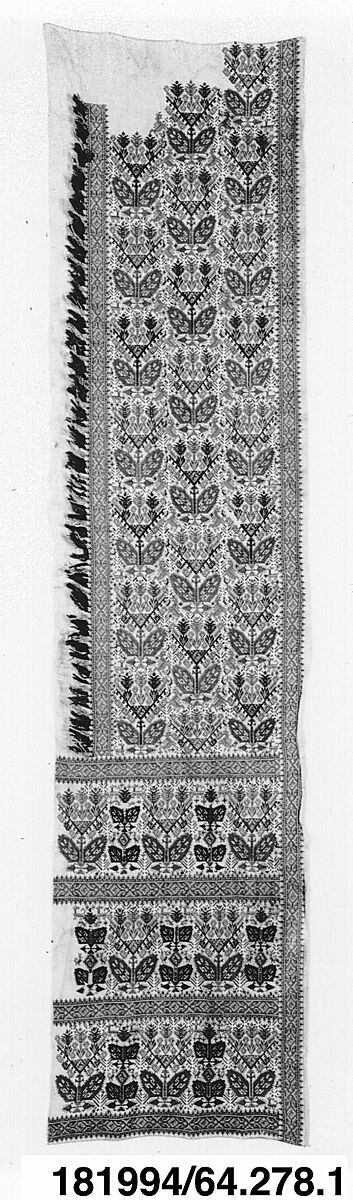 Pair of bed curtains, Silk on linen, Greek Islands, Patmos