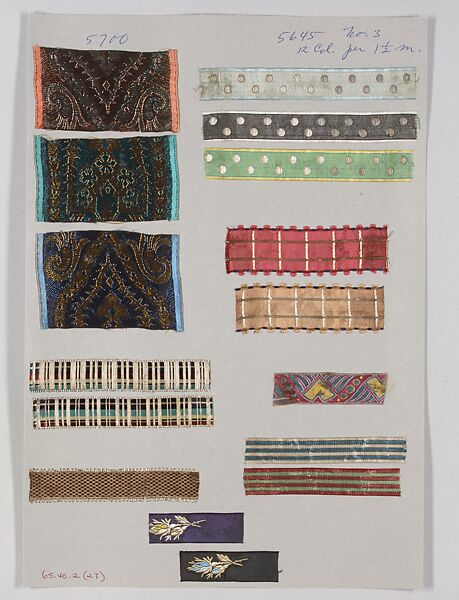Textile sample book of ribbons, Silk, Swiss
