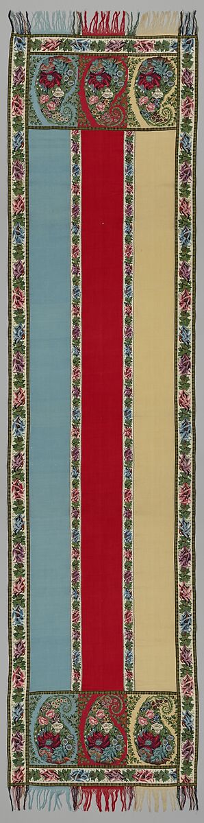 Shawl, Nadezhda Merlina Manufactory, Tapestry and twill weave, goat fiber, Russian, probably Nizhny Novgorod province 
