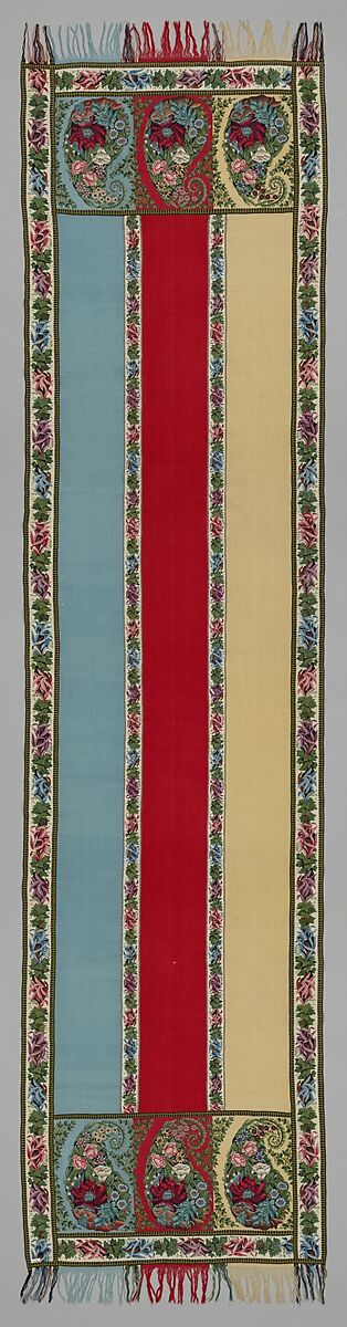 Shawl, Nadezhda Merlina Manufactory, Tapestry and twill weave, goat fiber, Russian, probably Nizhny Novgorod province
