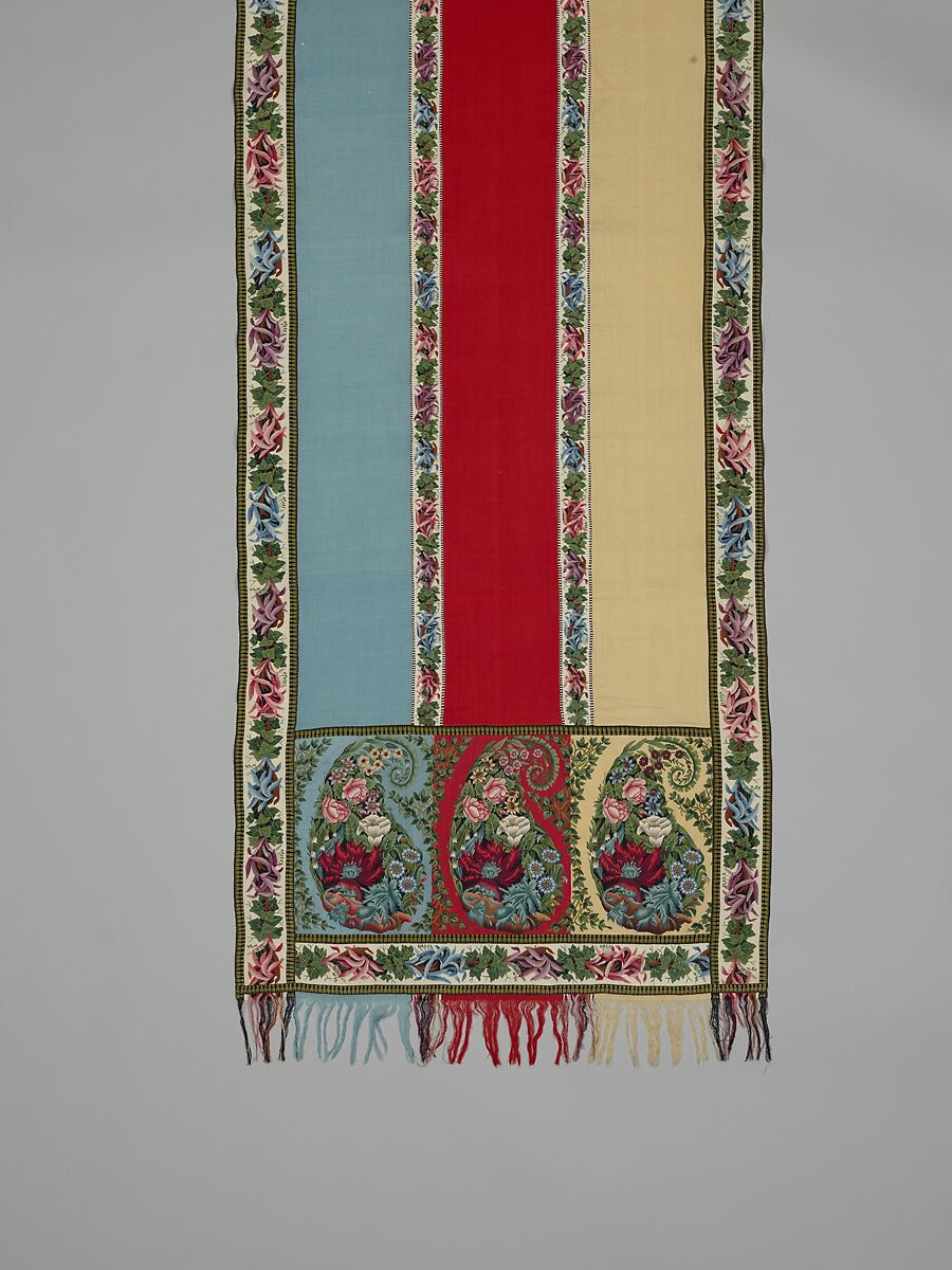 Shawl, Nadezhda Merlina Manufactory, Tapestry and twill weave, goat fiber, Russian, probably Nizhny Novgorod province