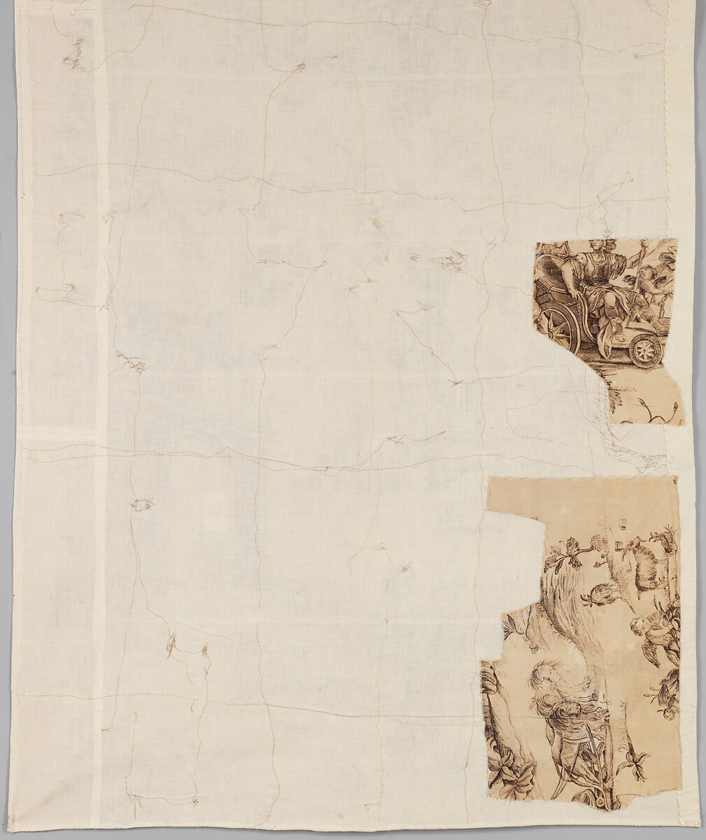 Piece with Roman chariot and ruins (Furnishing fabric), Bromley Hall Printworks (Middlesex, England, 1694–1823), Cotton, British