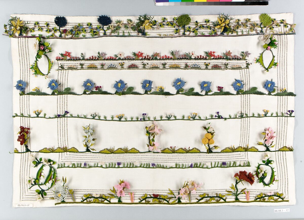 Piece (one of twelve), Silk, needle lace, Greek