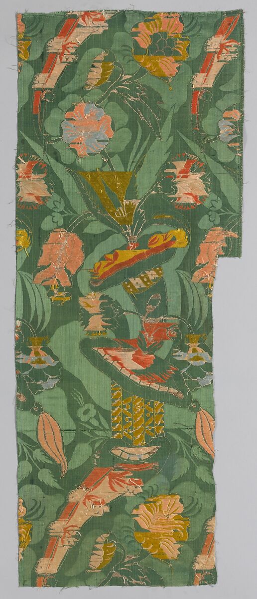 Pieces (3), Silk and metal thread, Italian