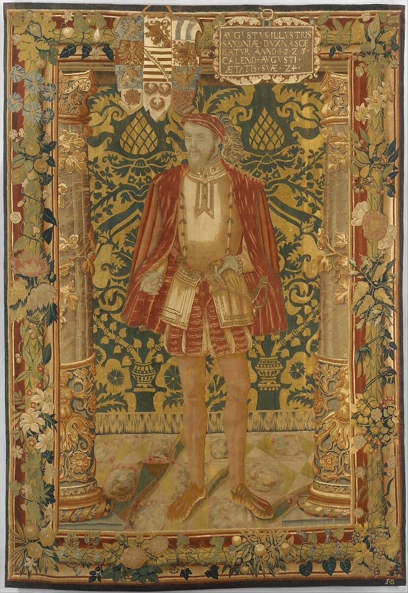 Augustus I of Saxony (1526–1586), Seger Bombeck  German, Wool, silk, silver-gilt thread (18-20 warps per inch, 8 per cm.), German, Leipzig