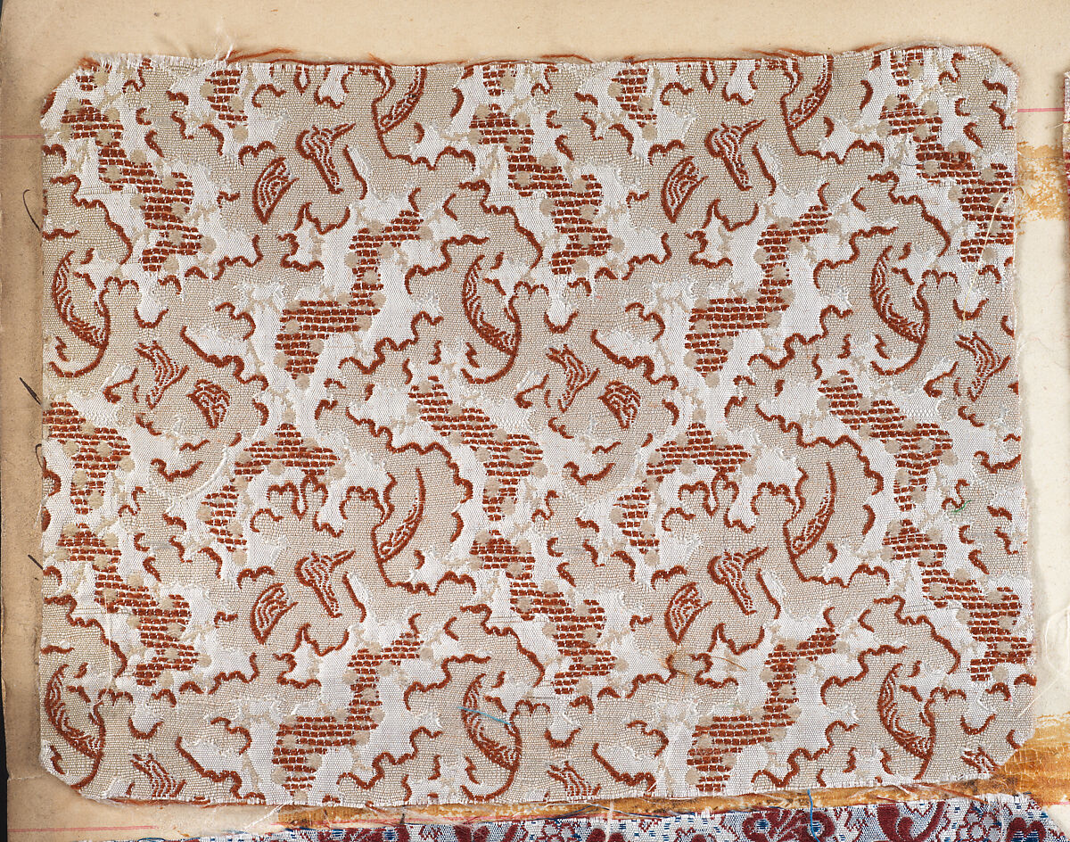 Textile Sample Book, Woven wool and silk fabrics on paper, French, Lyons