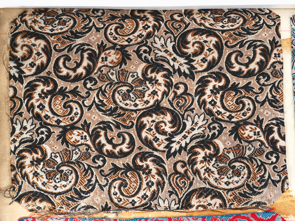 Textile Sample Book, Woven wool and silk fabrics on paper, French, Lyons