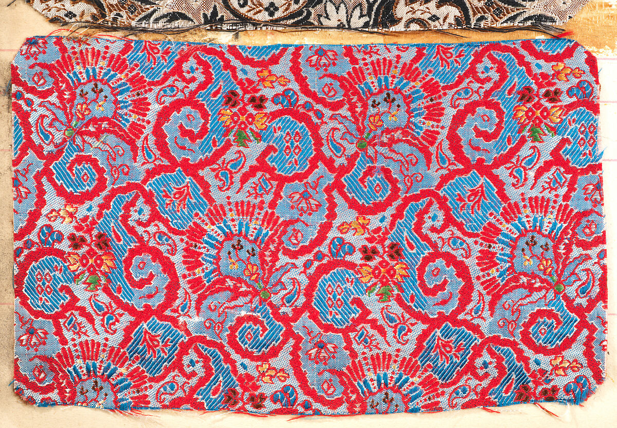 Textile Sample Book, Woven wool and silk fabrics on paper, French, Lyons