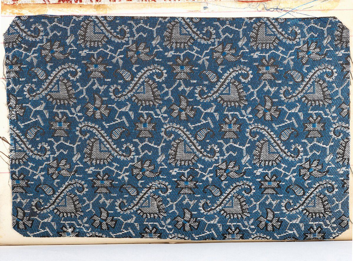 Textile Sample Book, Woven wool and silk fabrics on paper, French, Lyons