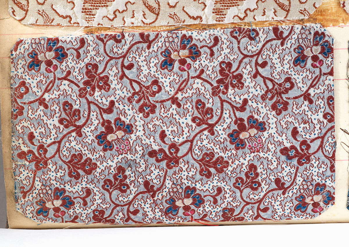 Textile Sample Book, Woven wool and silk fabrics on paper, French, Lyons