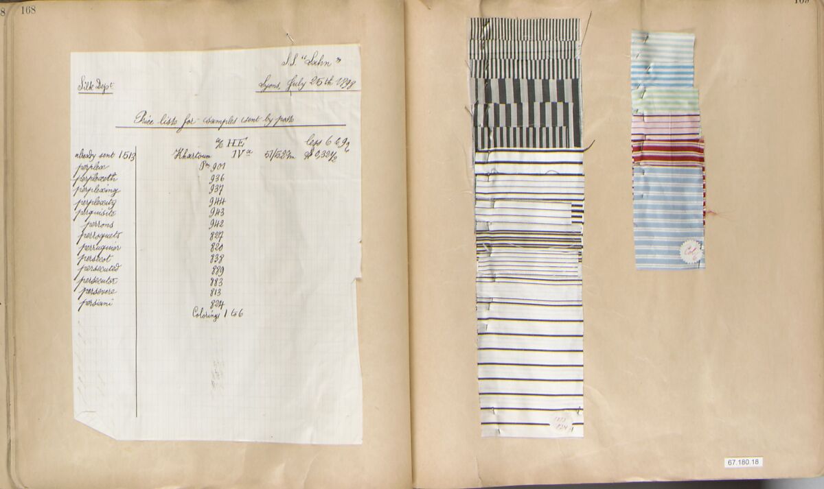 Textile Sample Book, French, Lyons 