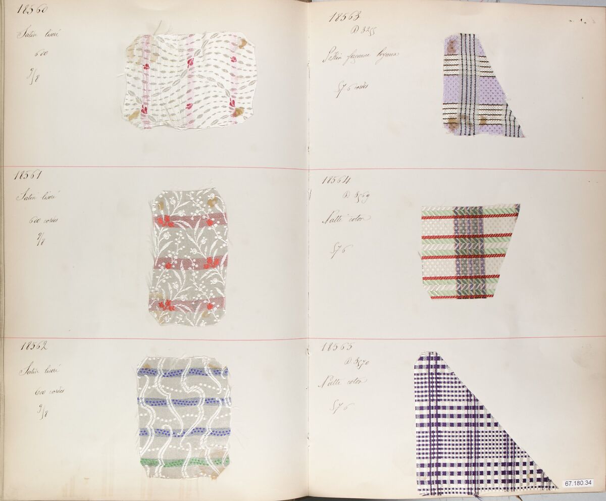 Textile Sample Book, Silk, cotton, French