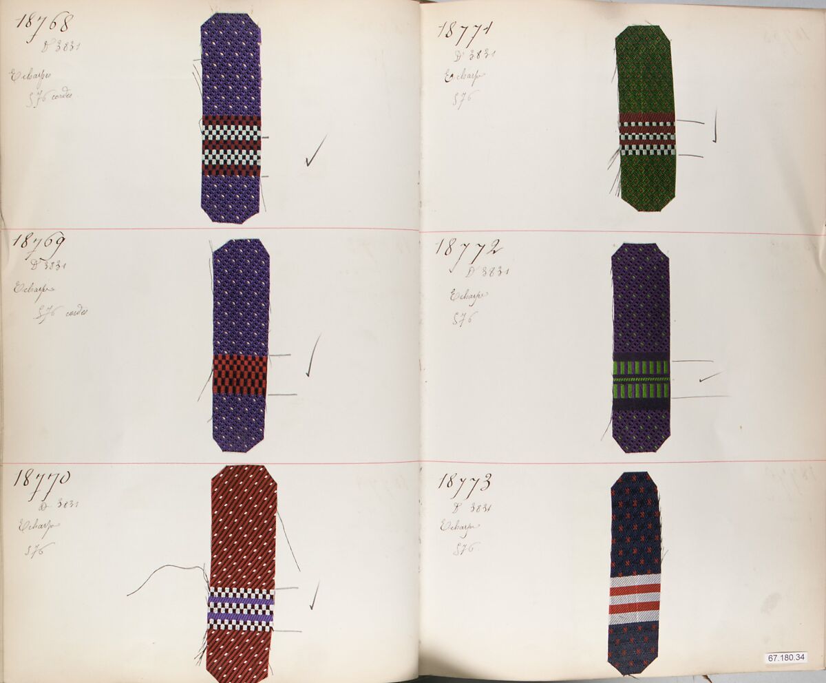 Textile Sample Book, Silk, cotton, French 