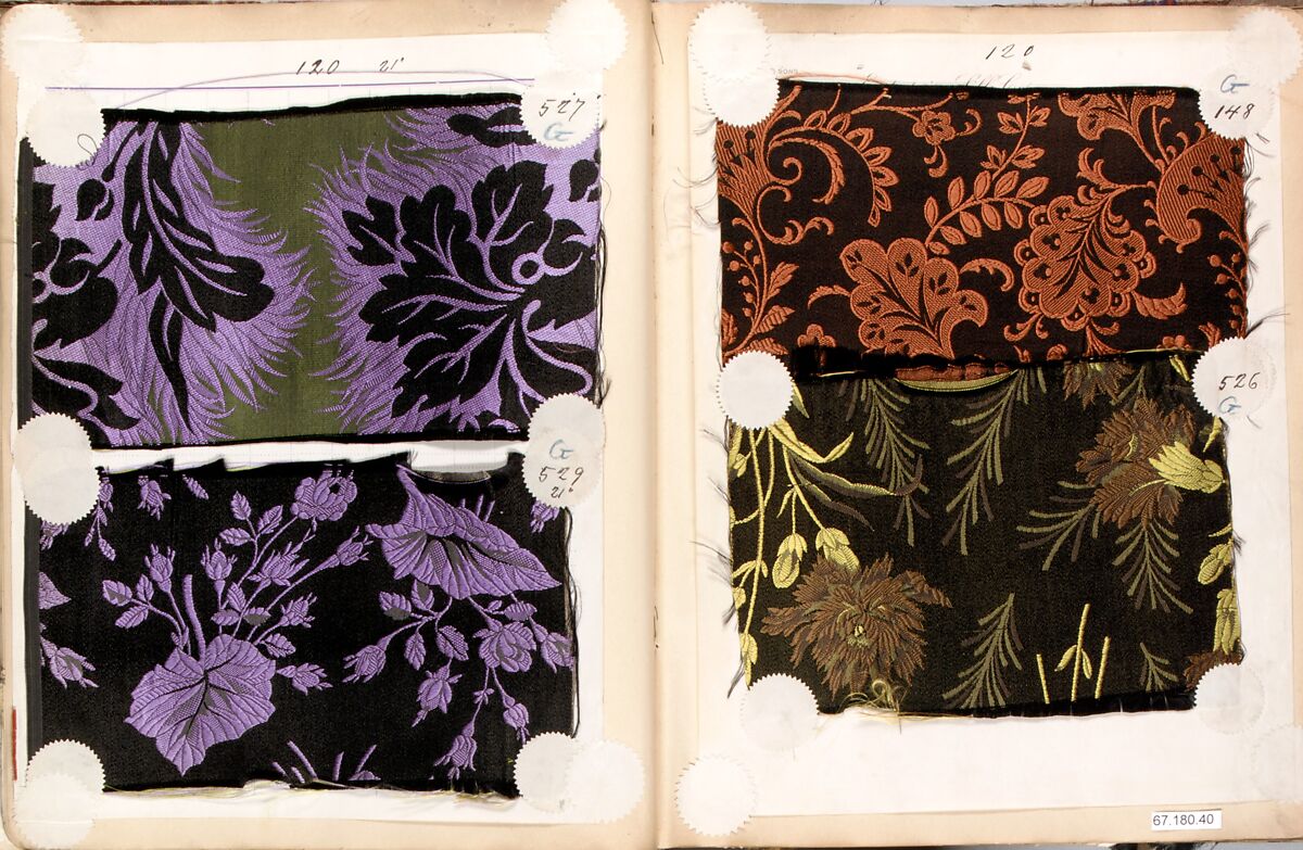 Textile Sample Book, Silk, possibly French 