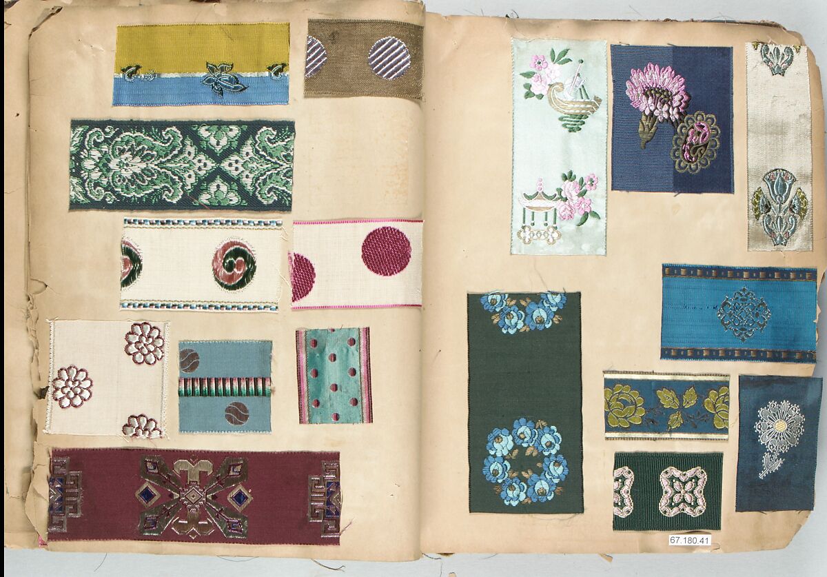Textile Sample Book, Silk, possibly French 
