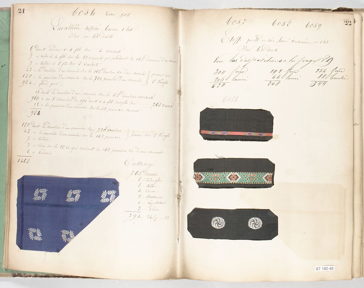 Textile Sample Book, French, Lyons