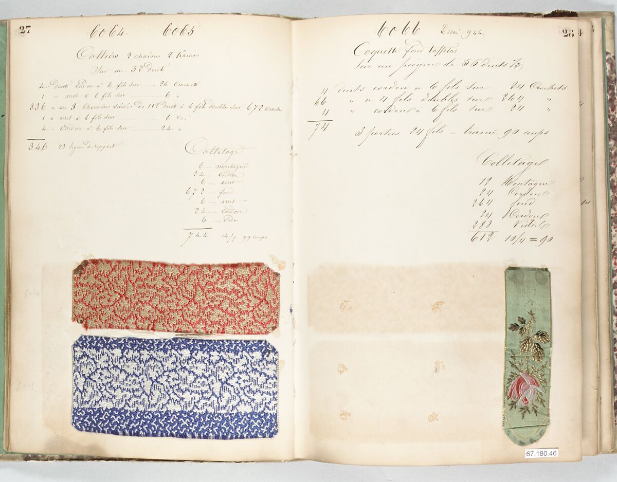 Textile Sample Book, French, Lyons 