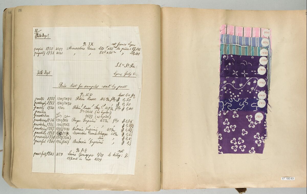 Textile Sample Book, French, Lyons