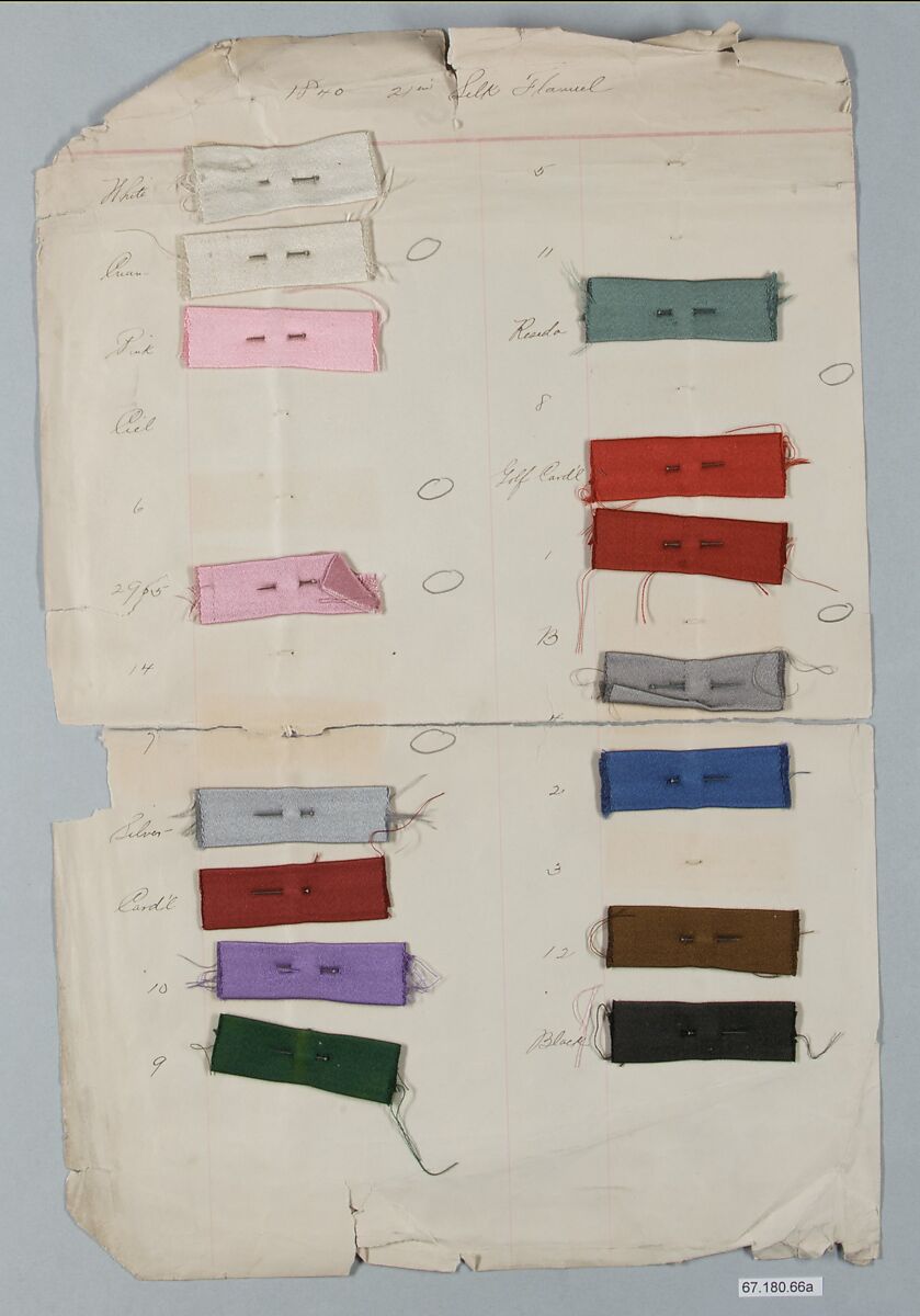 Sample book, page from a sample book and loose samples (in envelope), British