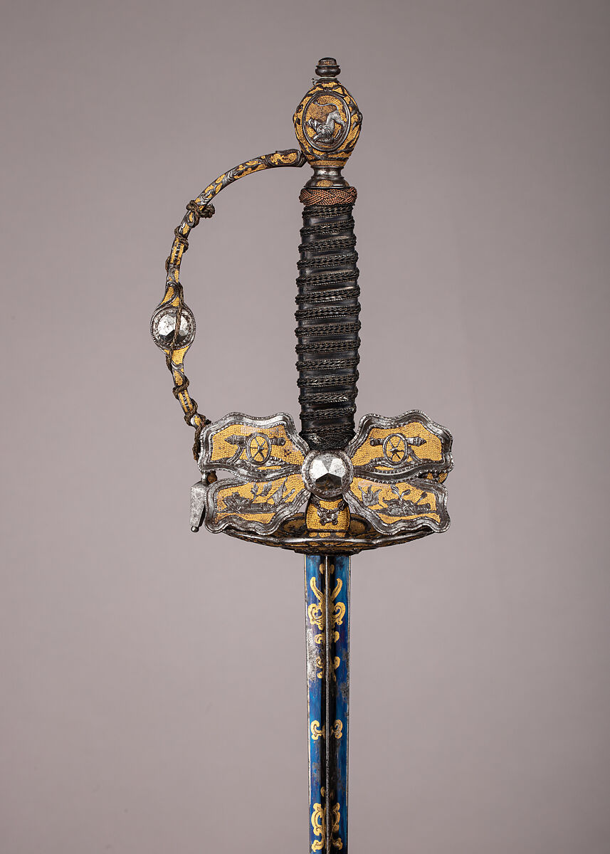 Smallsword, Steel, gold, silver, wood, textile, French 