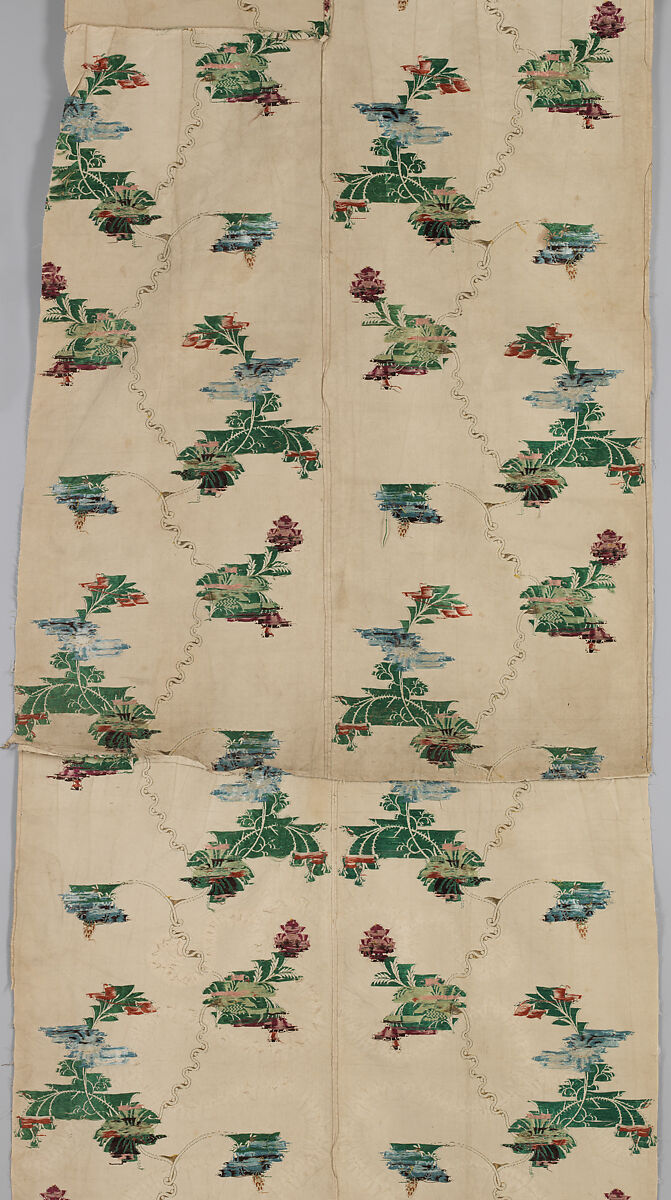 Panel, Silk and metal thread, British, London, Spitalfields