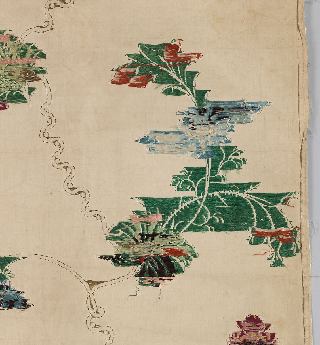 Panel, Silk and metal thread, British, London, Spitalfields