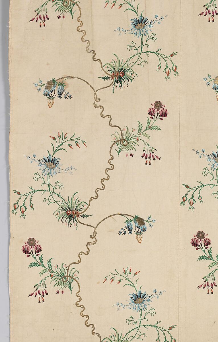 Panel, Silk and metal thread, British, London, Spitalfields
