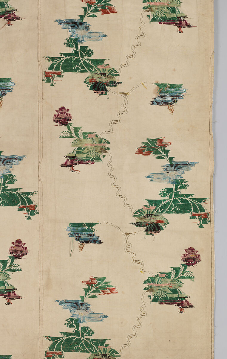 Panel, Silk and metal thread, British, London, Spitalfields