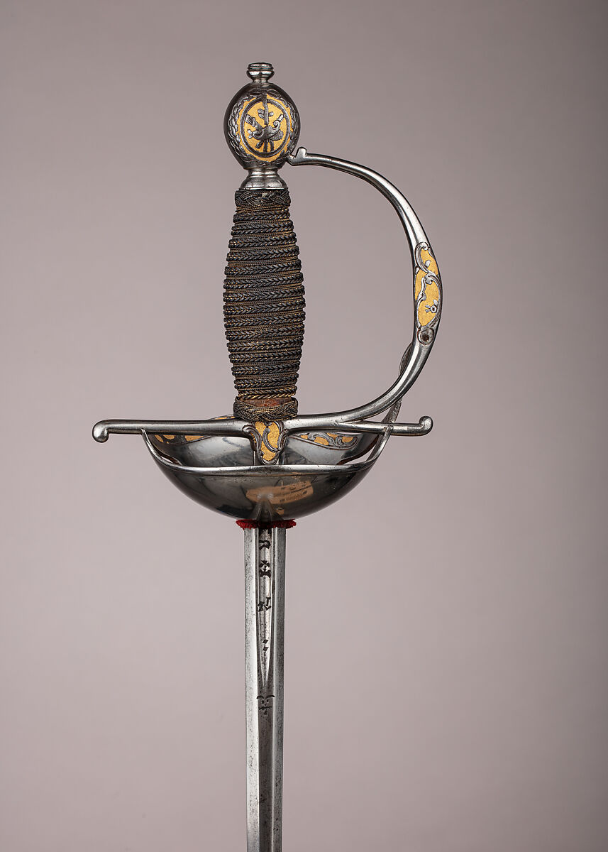 Smallsword in the Spanish Style, Steel, gold, wood, textile, Spanish