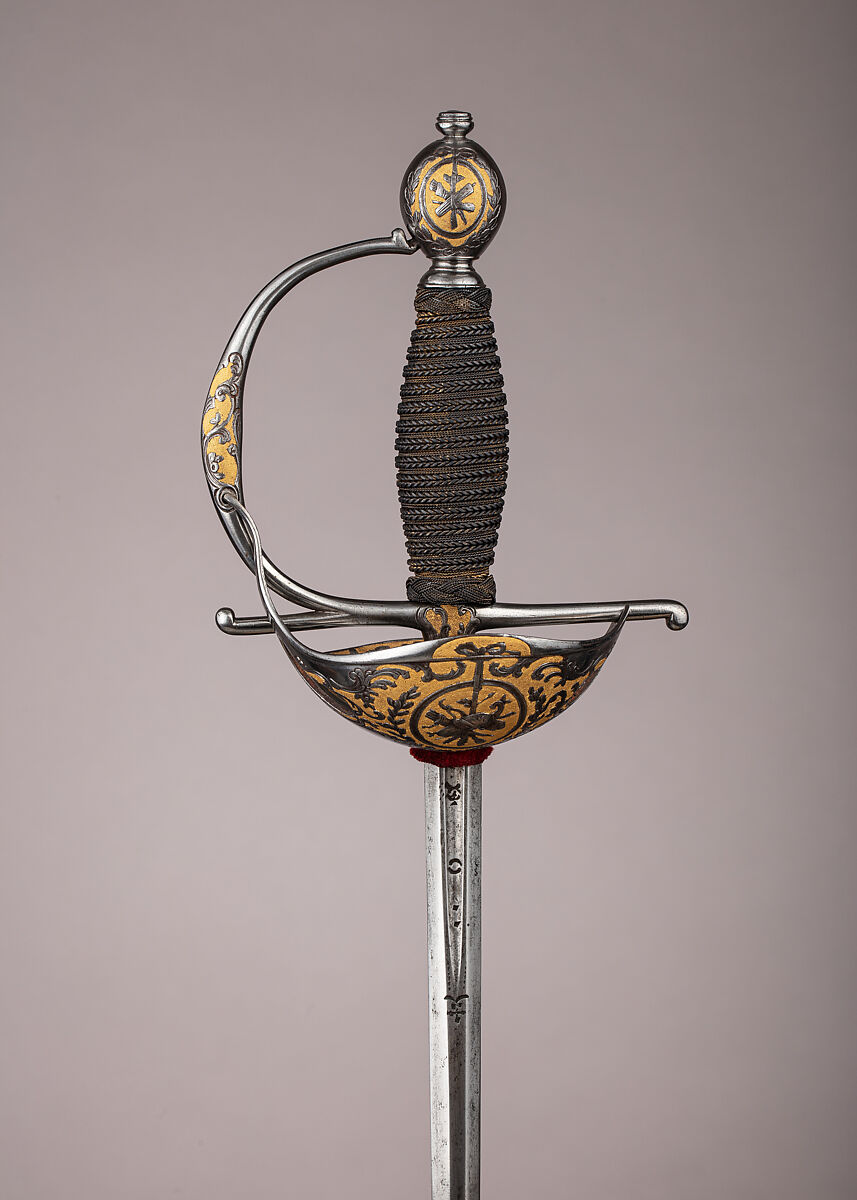 Smallsword in the Spanish Style, Steel, gold, wood, textile, Spanish 