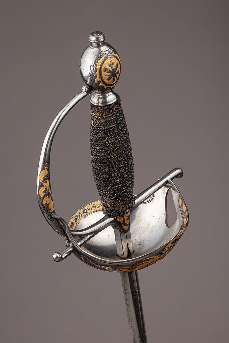 Smallsword in the Spanish Style, Steel, gold, wood, textile, Spanish
