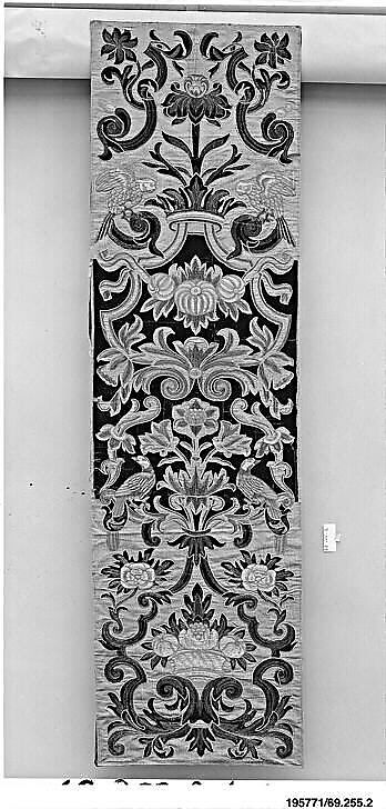 Pair of vertical panels, Silk and metal thread, Italian