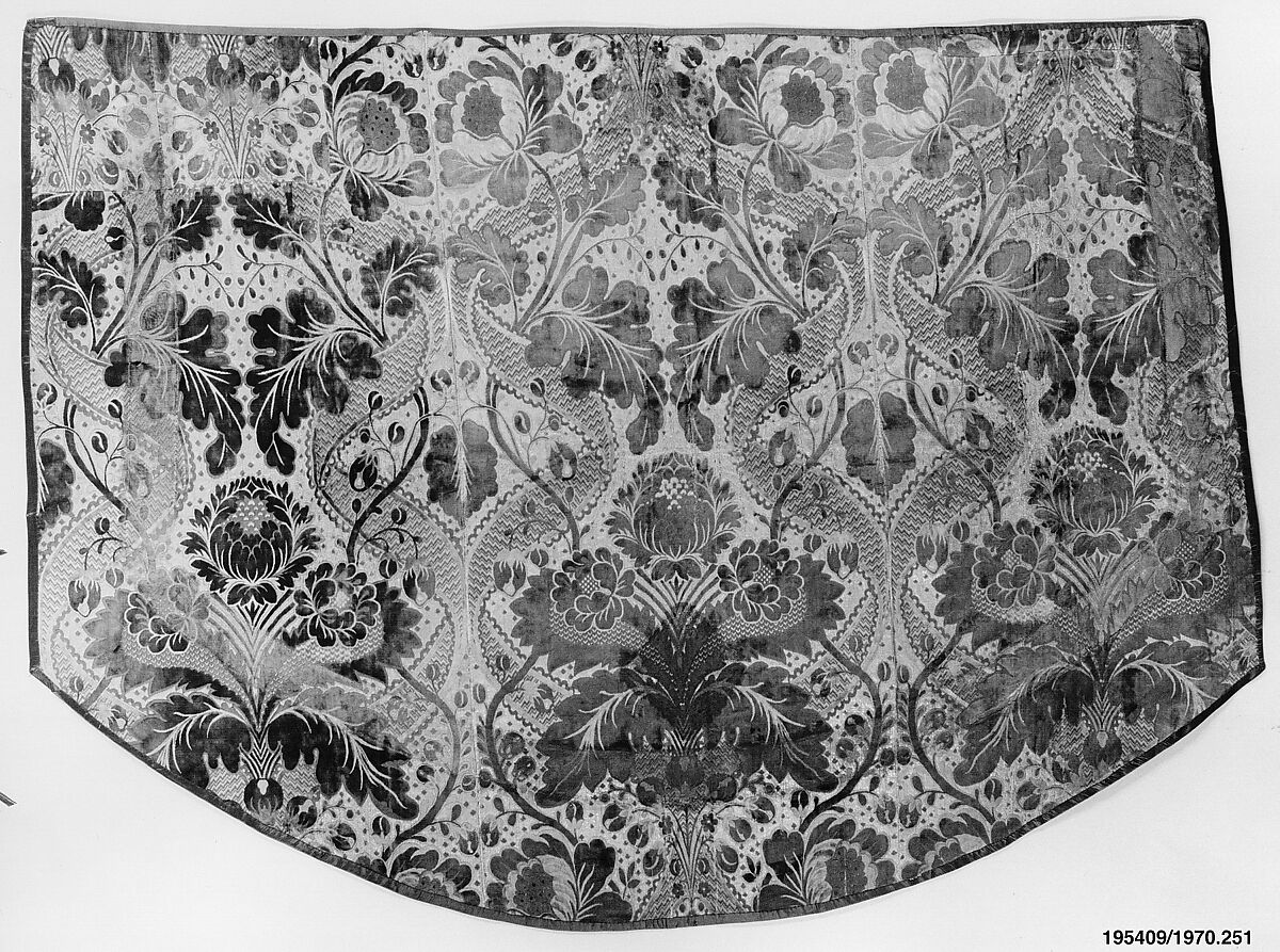 Panel, Silk and metal thread, French 