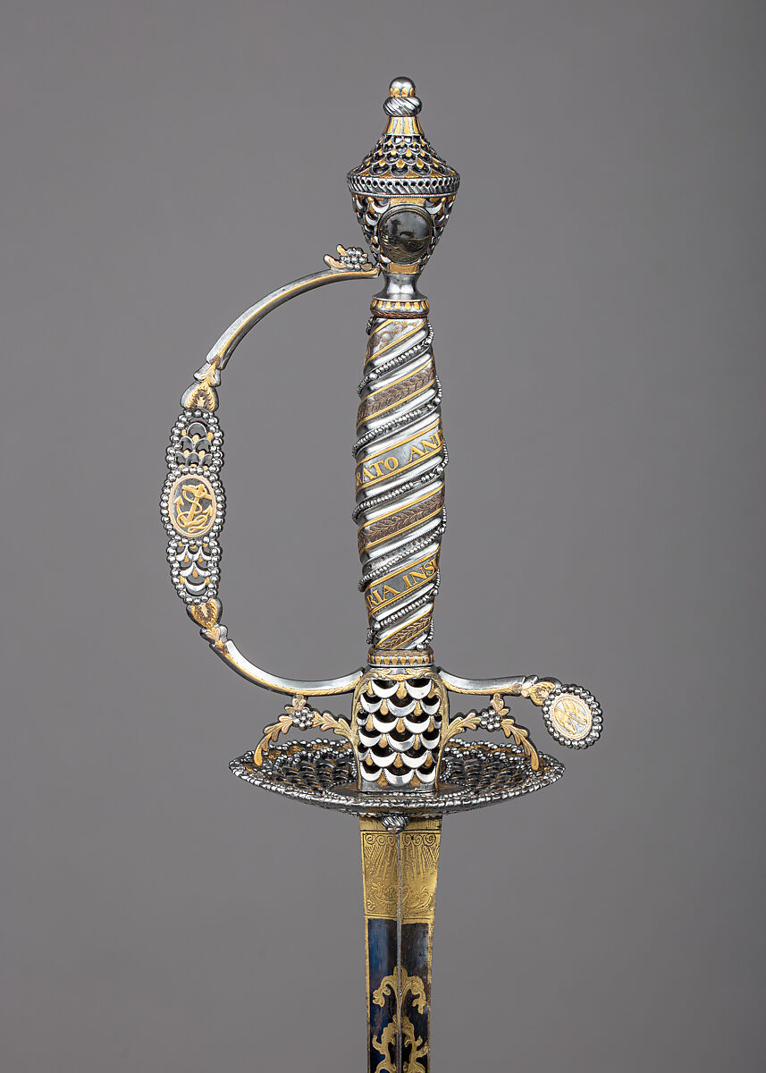 Presentation Smallsword with Scabbard of Admiral Marriot Arbuthnot (1711–1794), Gold, steel, wood, fish skin, British 