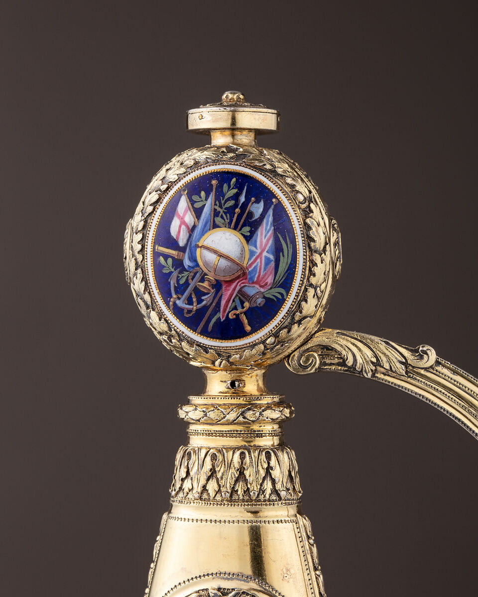 Presentation Smallsword with Scabbard, James Morisset (British, London 1738–1815), Silver, enamel, steel, paste brilliants, wood, fish skin, British, London