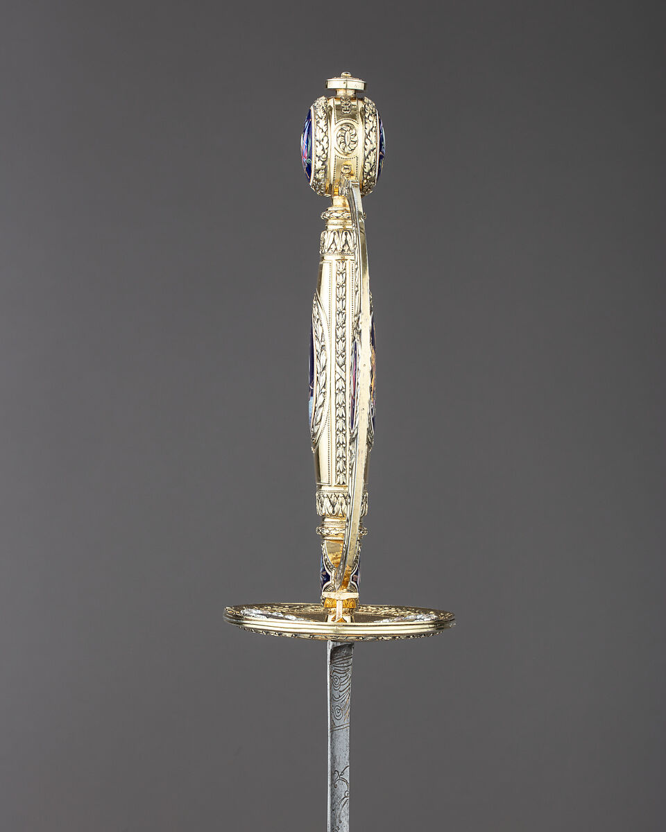 Presentation Smallsword with Scabbard, James Morisset (British, London 1738–1815), Silver, enamel, steel, paste brilliants, wood, fish skin, British, London