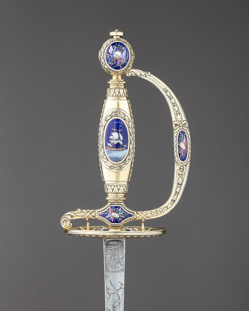 Presentation Smallsword with Scabbard, James Morisset (British, London 1738–1815), Silver, enamel, steel, paste brilliants, wood, fish skin, British, London