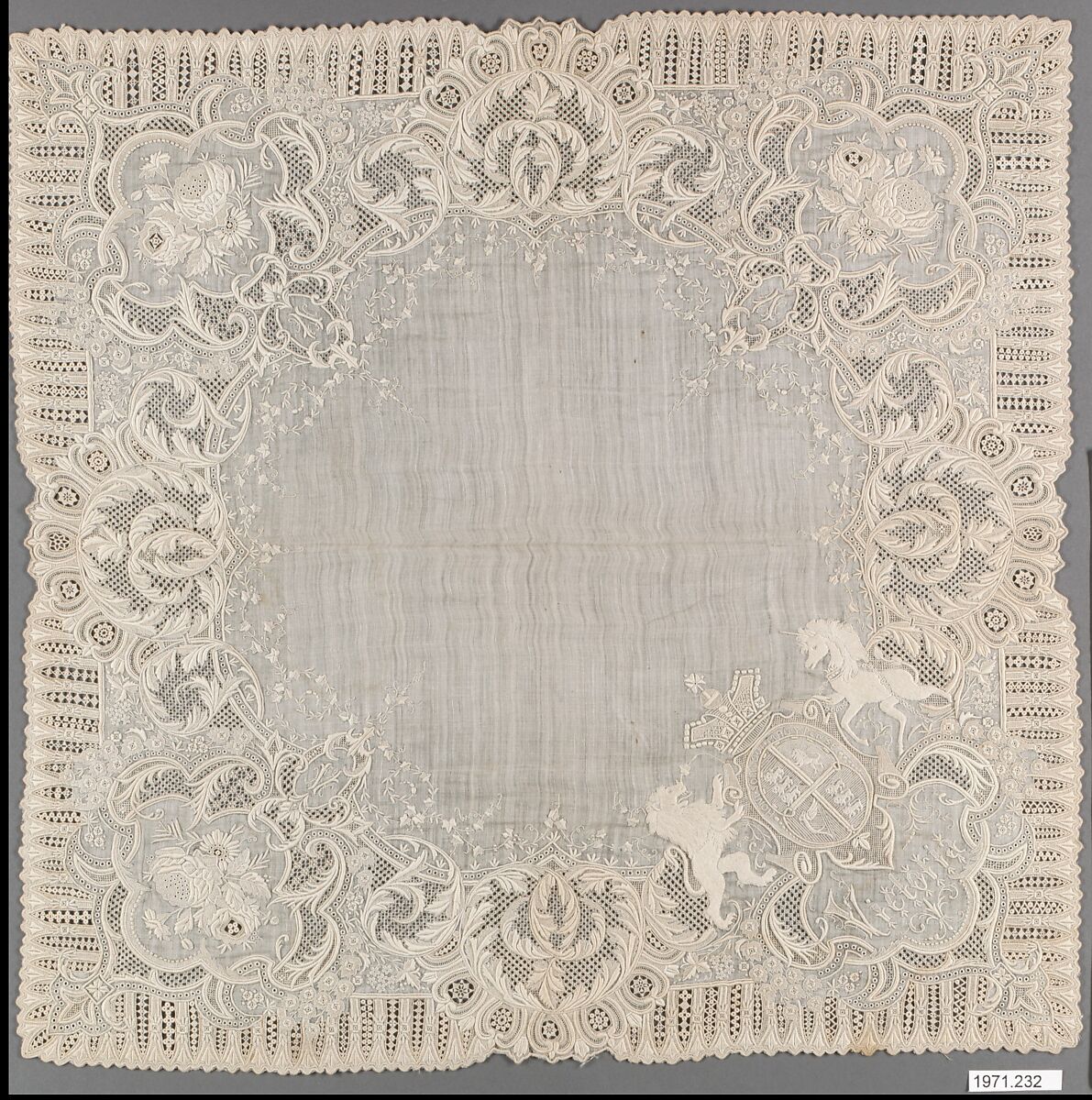 Handkerchief, J.J. Nef, Cotton, linen, Swiss, Herisau, Appenzell Canton 