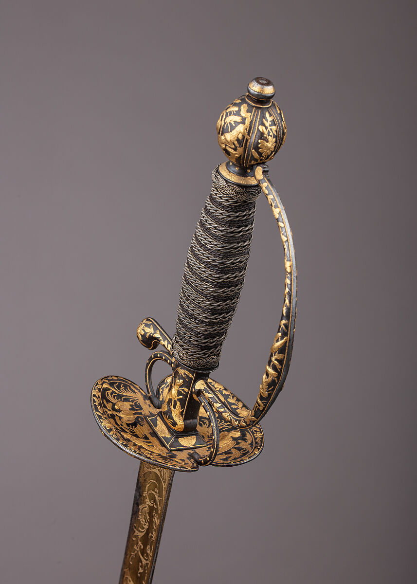 Smallsword, Steel, gold, wood, textile, French