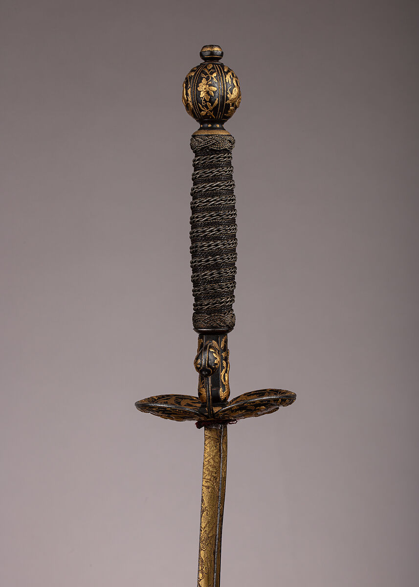 Smallsword, Steel, gold, wood, textile, French