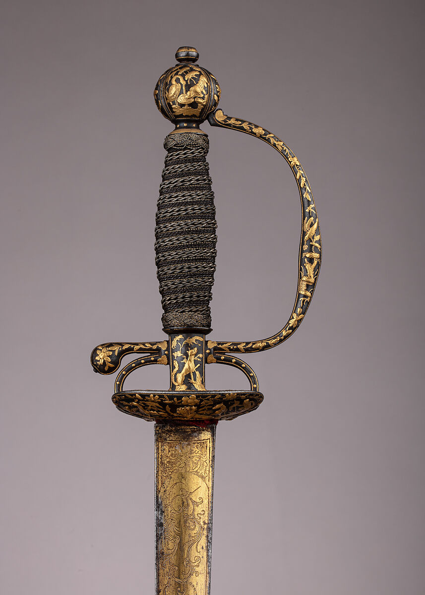 Smallsword, Steel, gold, wood, textile, French