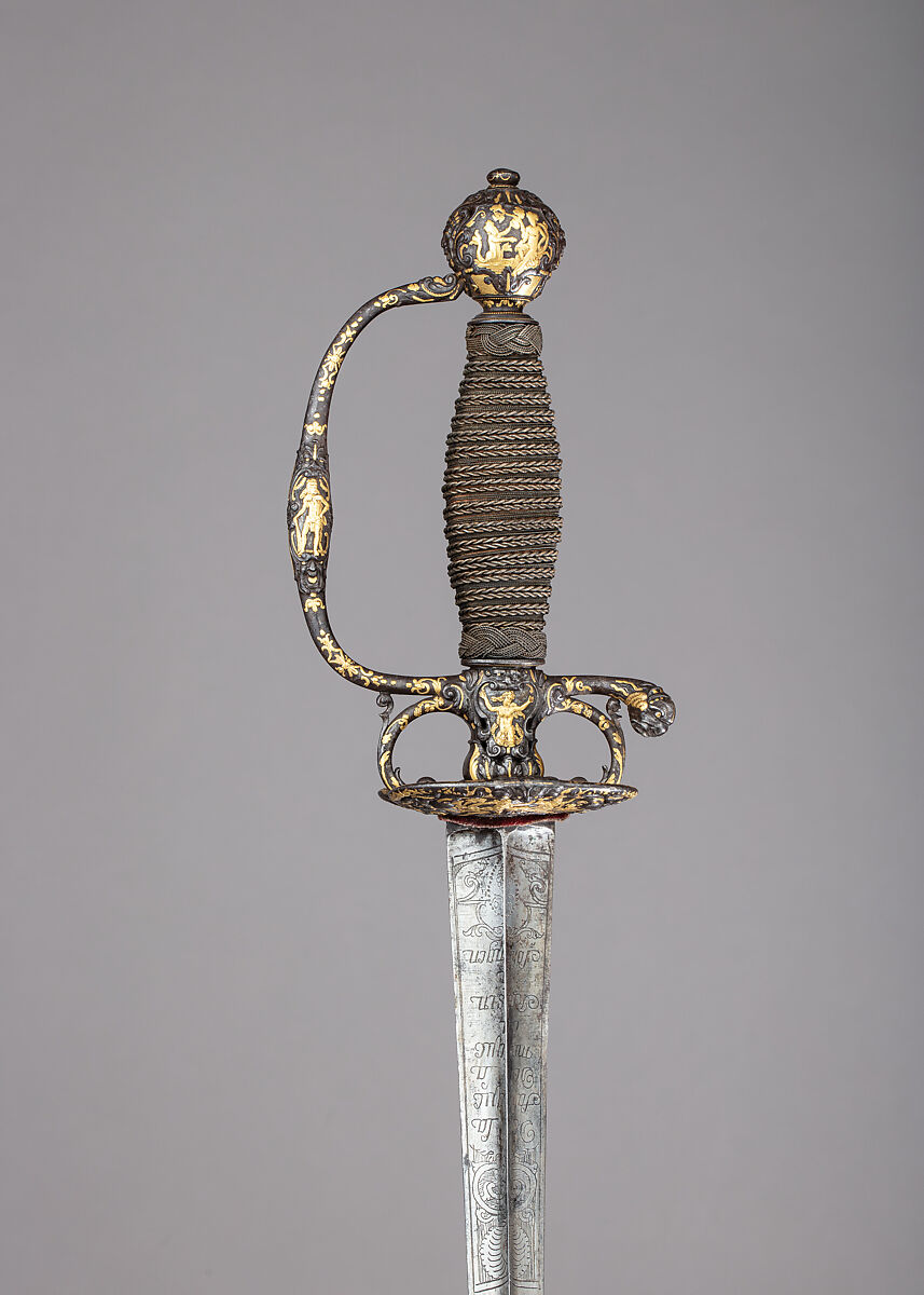 Smallsword, Steel, gold, wood, textile, French