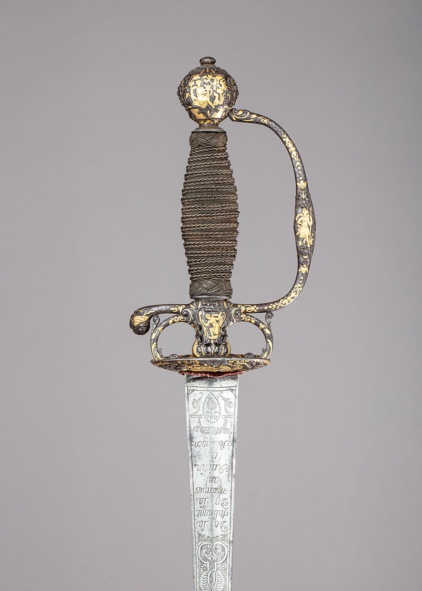 Smallsword, Steel, gold, wood, textile, French