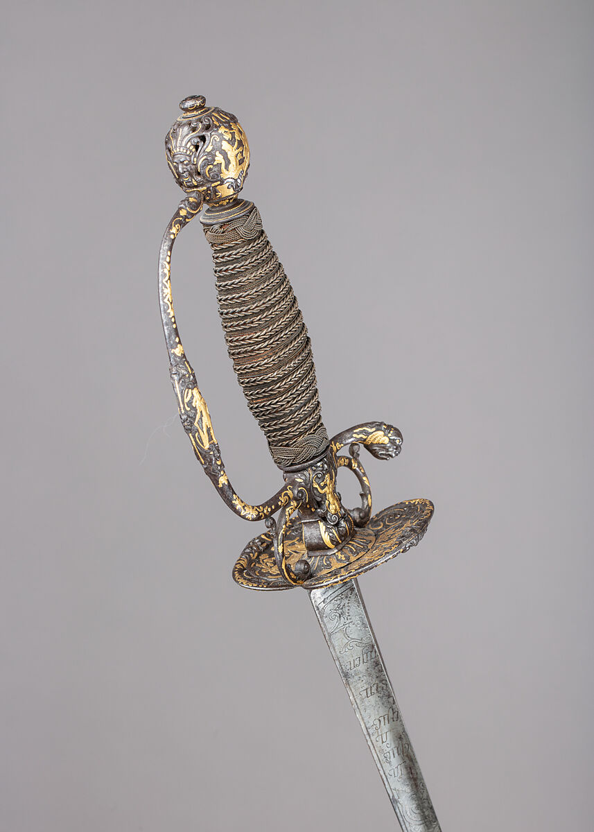 Smallsword, Steel, gold, wood, textile, French