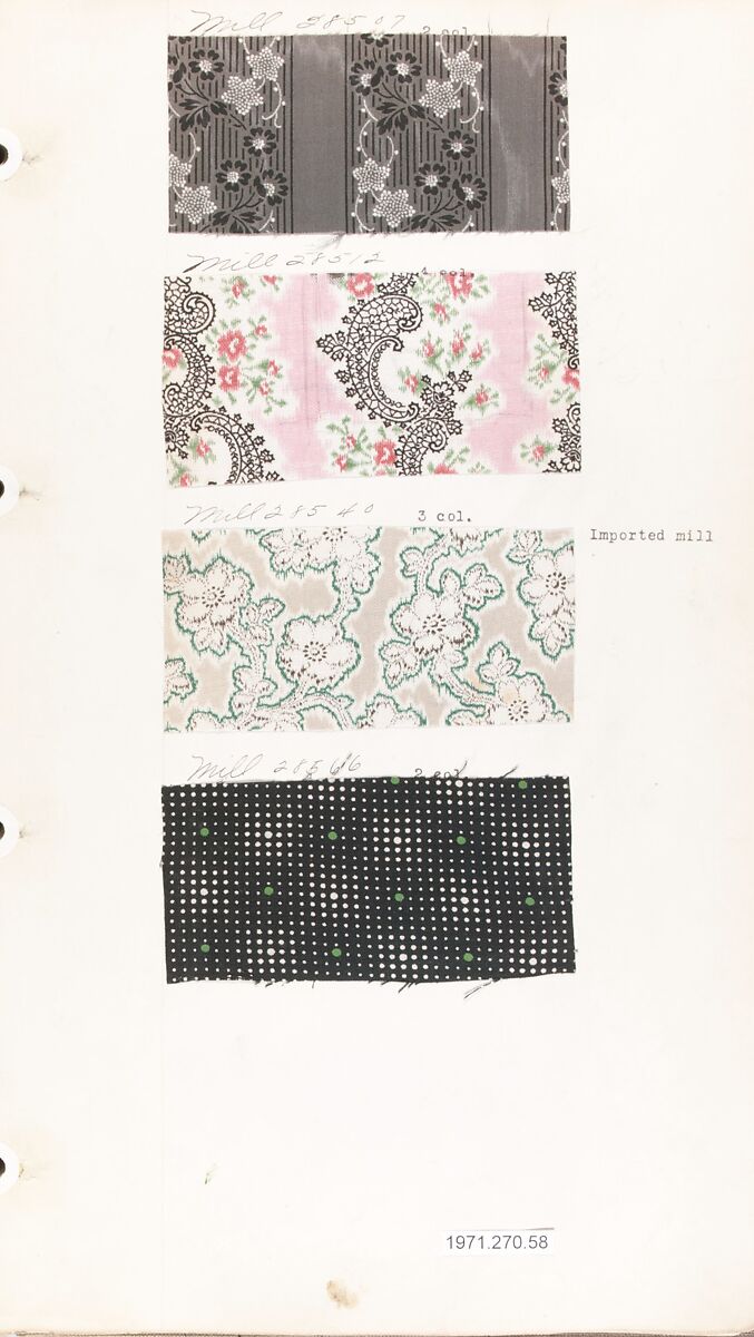 Textile Sample Book, British or American