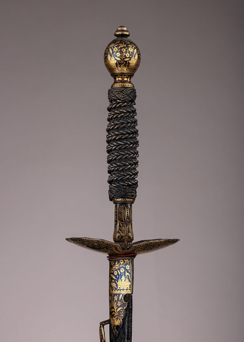 Smallsword with Scabbard, Steel, gold, wood, leather, textile, Northern Indian, for the Western market