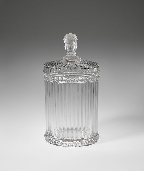 Biscuit jar, Designed by John Ernest Miller, Pressed glass, American 