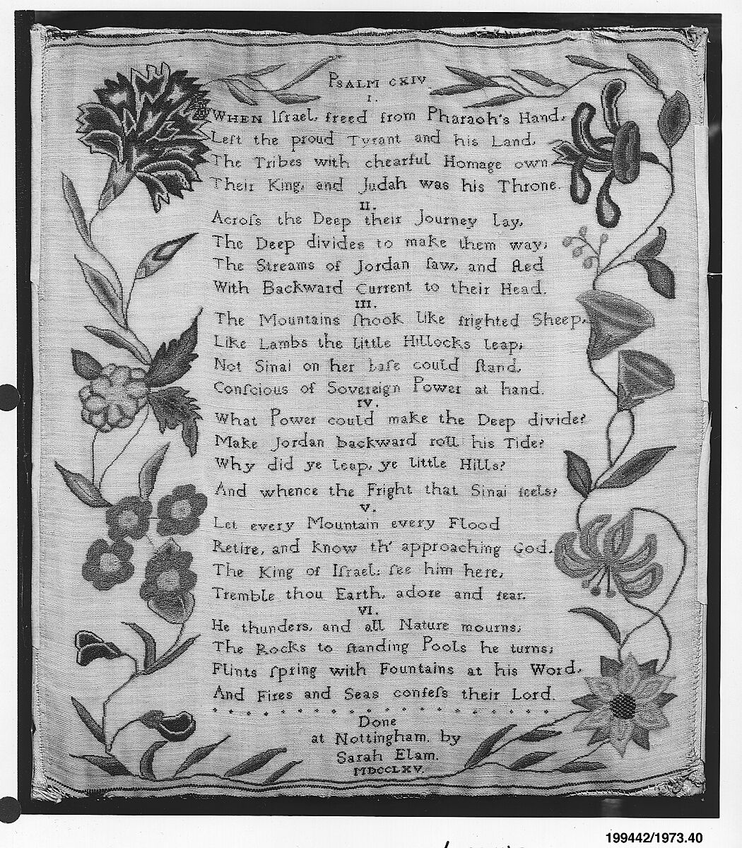 Sampler, Wool, silk , British