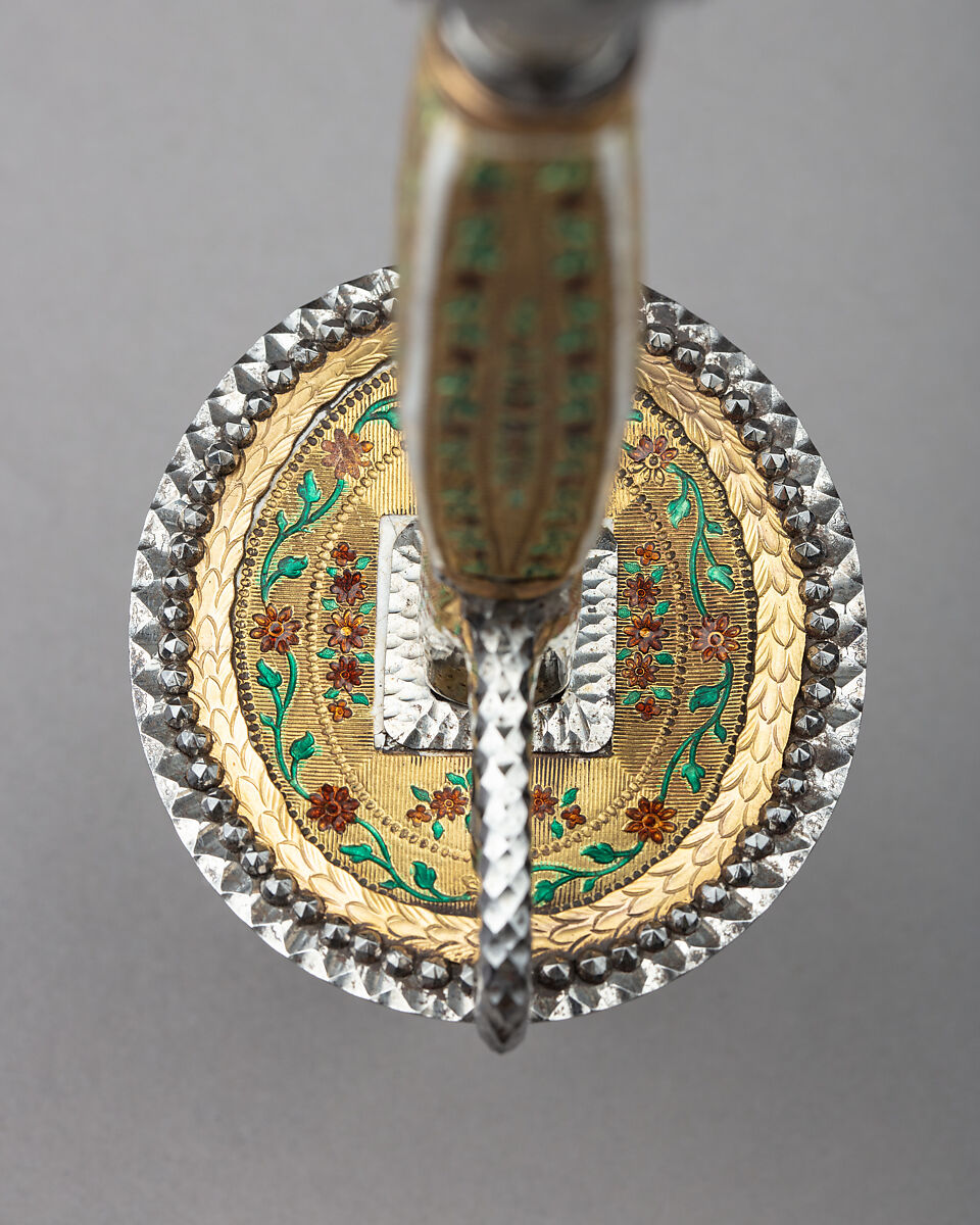 Smallsword, Steel, enamel, gold, textile, French or British